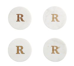 Open Box: Alphabet Marble &amp; Wood Coasters, Set of 4 - R