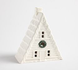 Open Box: Ceramic Christmas Village House, Medium - A Frame