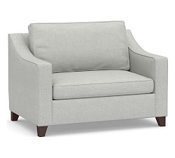 Open Box: Cameron Slope Arm Twin Sleeper Sofa (53") - Basketweave Slub Ash, Espresso