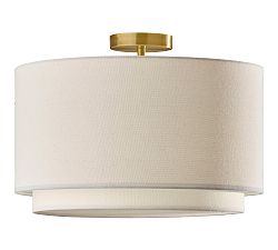 Open Box: Hillford Double Layer Drum Shade Flush Mount (13.5") - Antique Brass