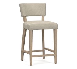 Open Box: Payson Leather Counter Stool (26") - Statesville Pebble, Seadrift