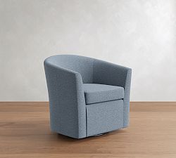 Open Box: Hyde Upholstered Swivel Armchair - Performance Heathered Basketweave River