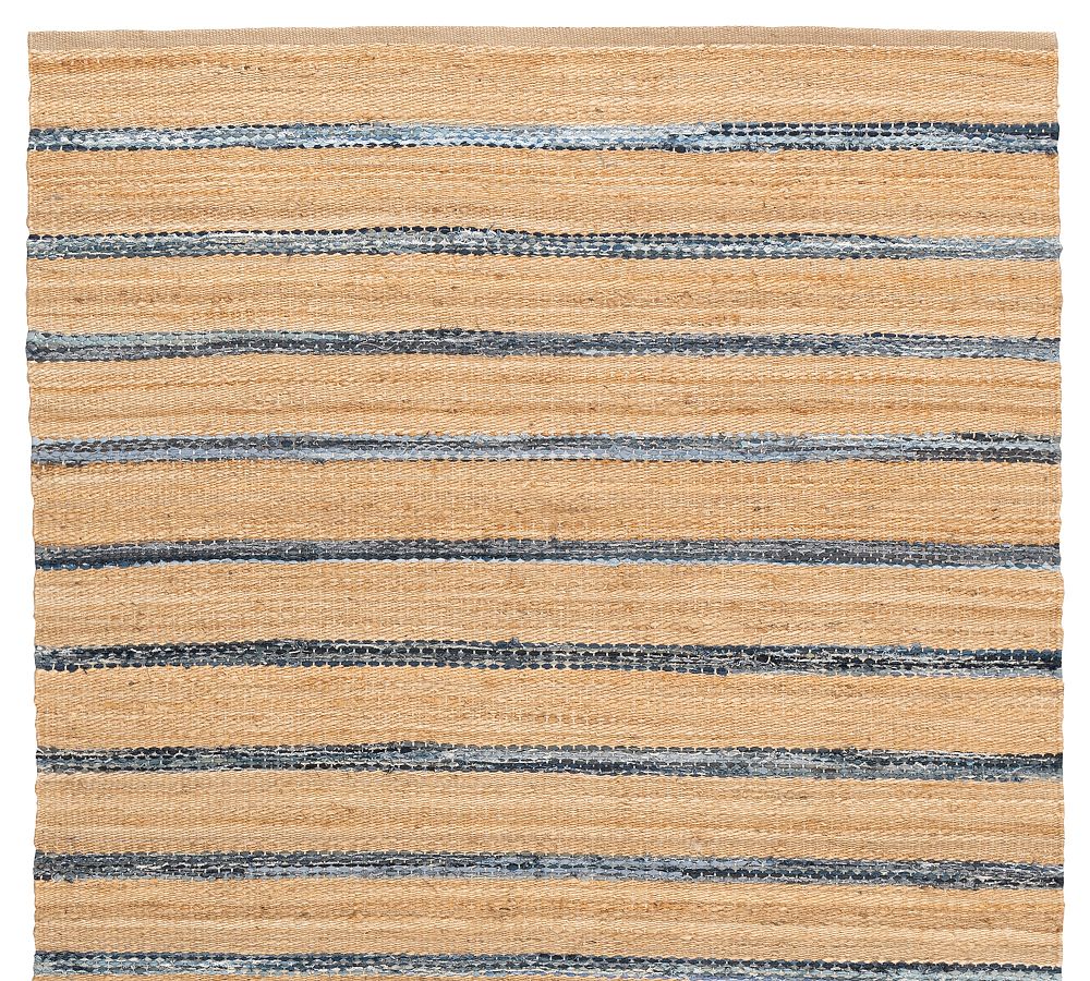 Denim Striped Handwoven Jute Rug by Pottery Barn