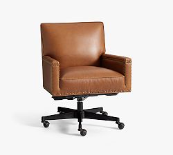 Open Box: Tyler Leather Swivel Desk Chair - Keystone Leather Sandstone, Bronze
