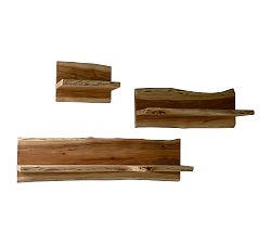 Open Box: Rustic Acacia Wood Shelves, Set of 3