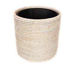 Open Box: Tava Handwoven Rattan Round Tapered Waste Basket With Metal Liner - White Wash