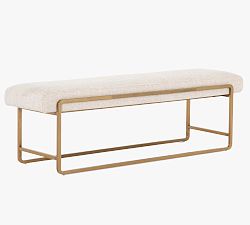 Open Box: Willits Upholstered Bench (60"L) - Thames Cream, Polished Brass