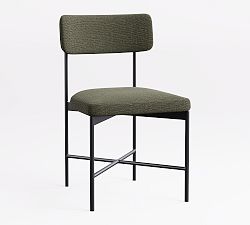 Open Box: Maison Upholstered Dining Chair - Performance Slub Weave Moss, Antique Bronze Leg