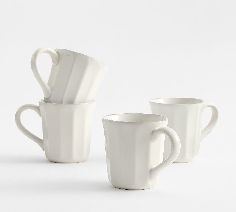 Heirloom Stoneware Mugs - Set of 4 - Set of 4 - White