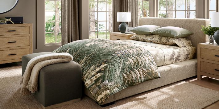 Carmel Low Upholstered Bed | Pottery Barn