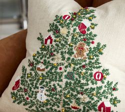 Nostalgic Tree Embroidered Pillow Cover