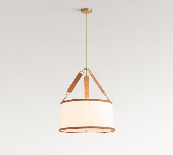 Powell Leather & Linen Drum Pendant - Thumbnail 2