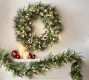Faux Lit Mixed Greens Wreath &amp; Garland With Bells