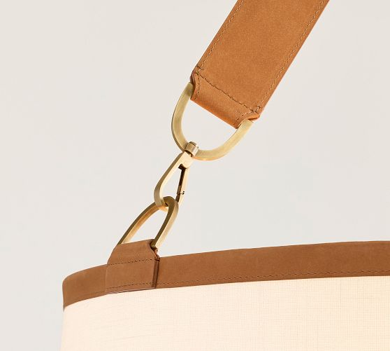 Powell Leather & Linen Drum Pendant - Thumbnail 3