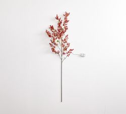 Faux Lit Draping Red Berry Branch