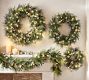 Faux Lit Mixed Greens Wreath &amp; Garland With Bells
