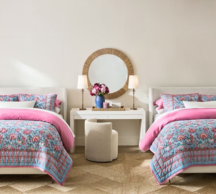 Jake Upholstered Platform Bed with Metal Legs | Pottery Barn