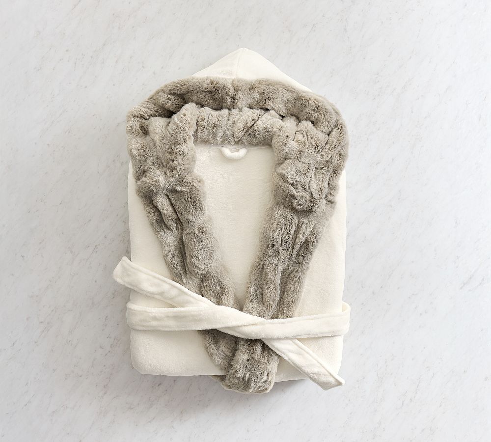Ruched Faux Fur Robe