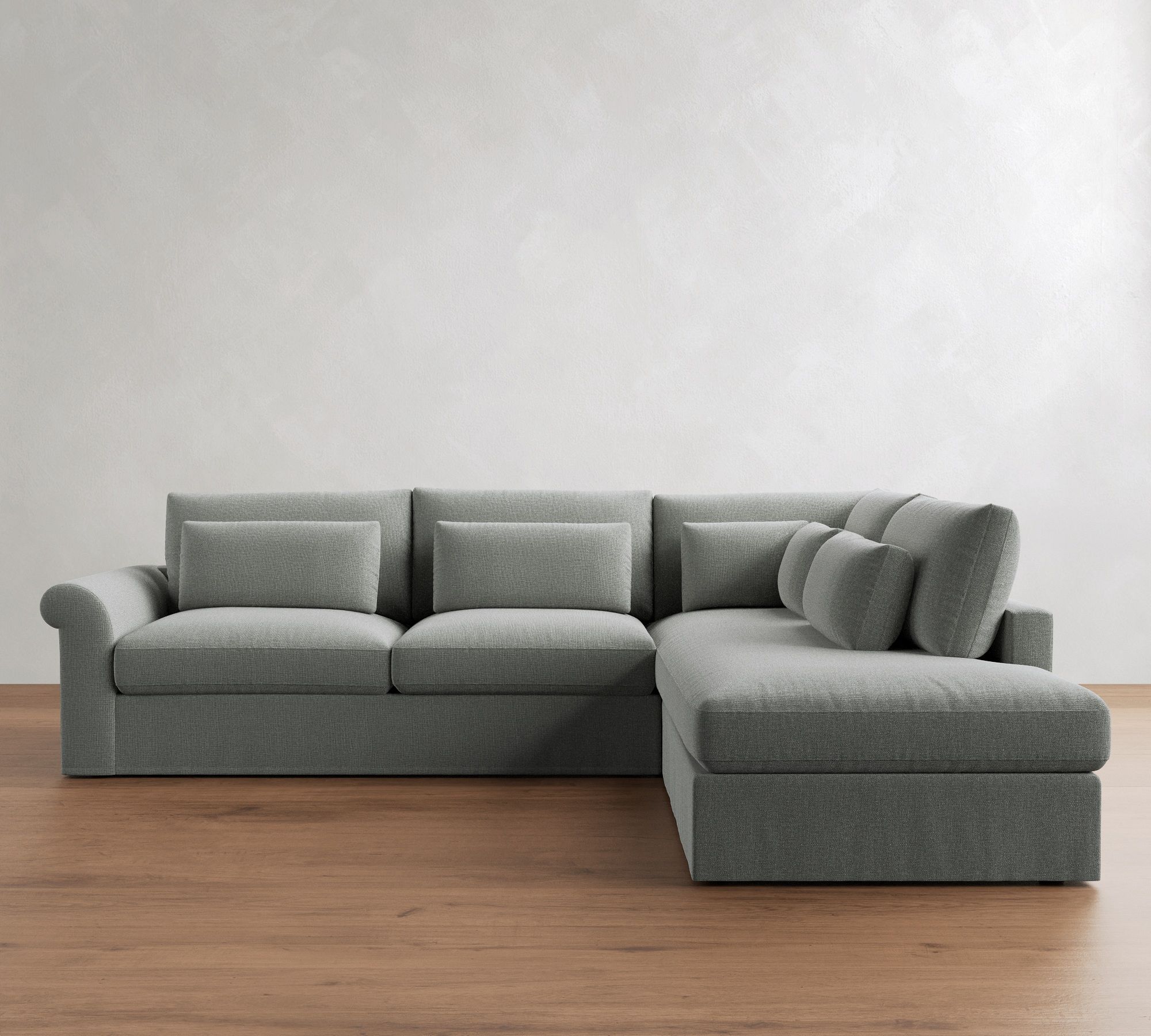 Westwood Roll Arm Deep Seat Slipcovered Return Bumper Sectional (125"-137")