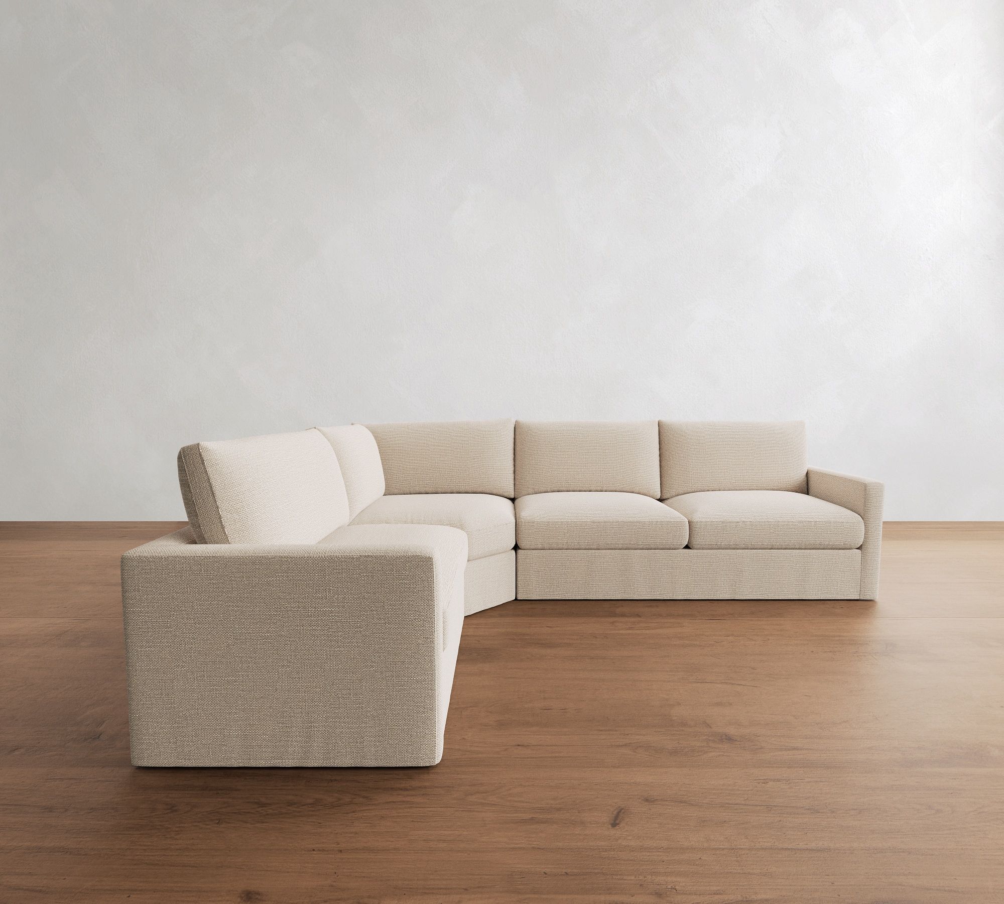 Westwood Slim Arm Slipcovered 3-Piece Wedge Sectional (125")