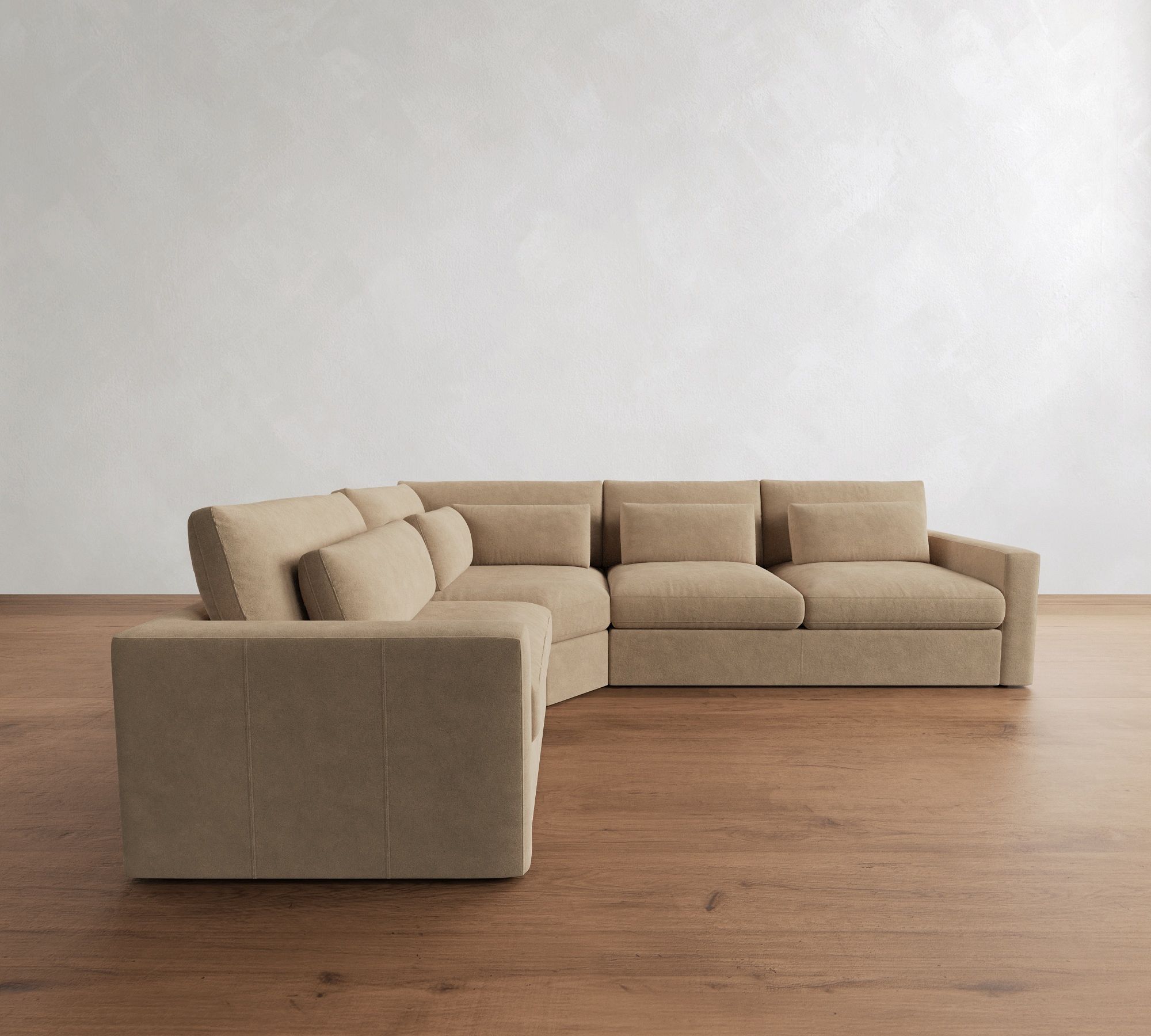 Westwood Square Arm Deep Seat Leather 3-Piece Wedge Sectional (133")