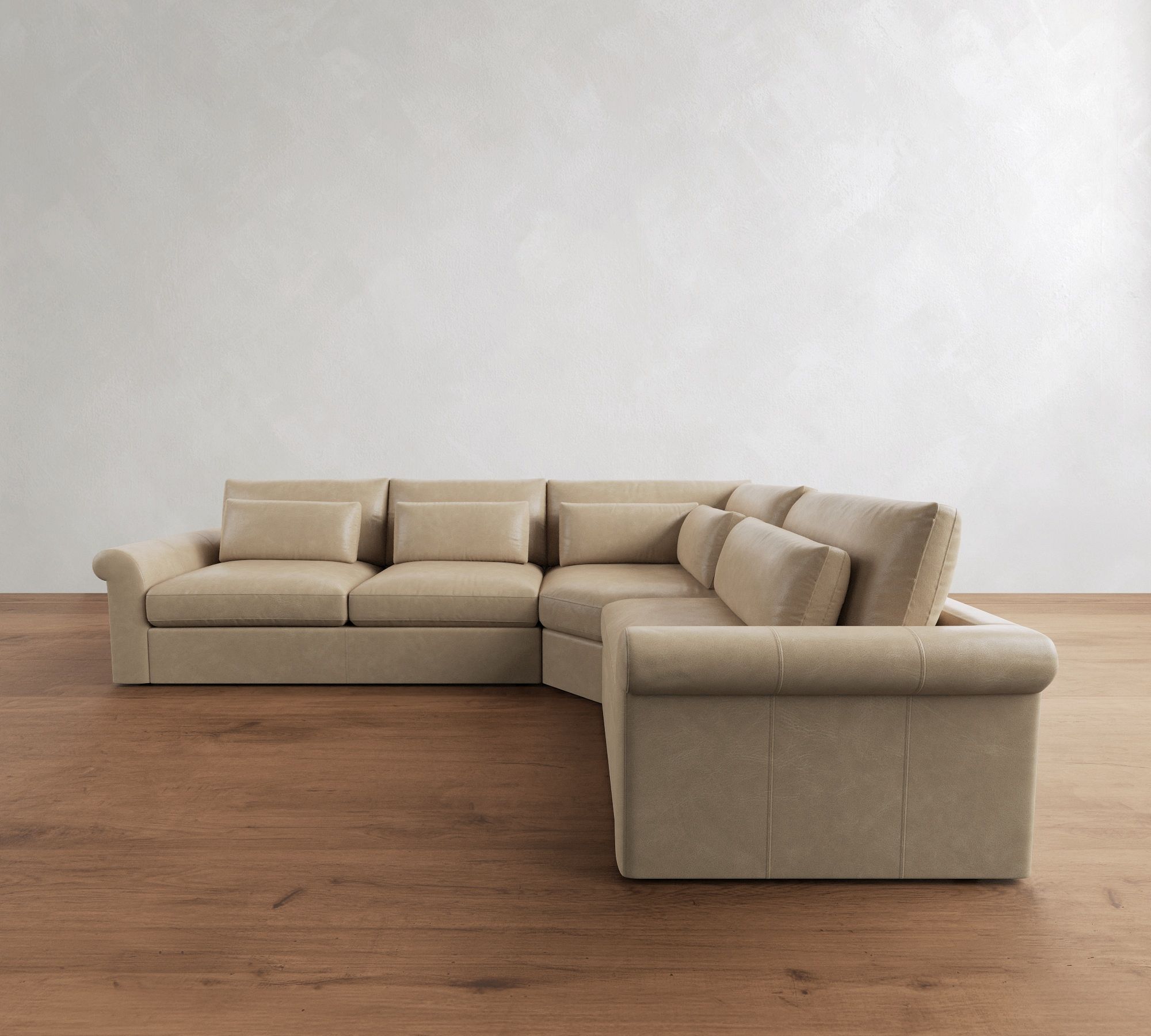 Westwood Roll Arm Deep Seat Leather 3-Piece Wedge Sectional (136") - thumbnail 3