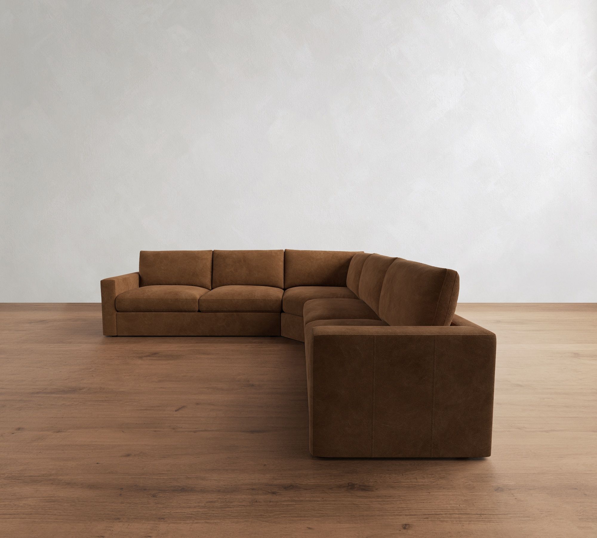 Westwood Square Arm Leather 3-Piece L-Shaped Wedge Sectional (128")