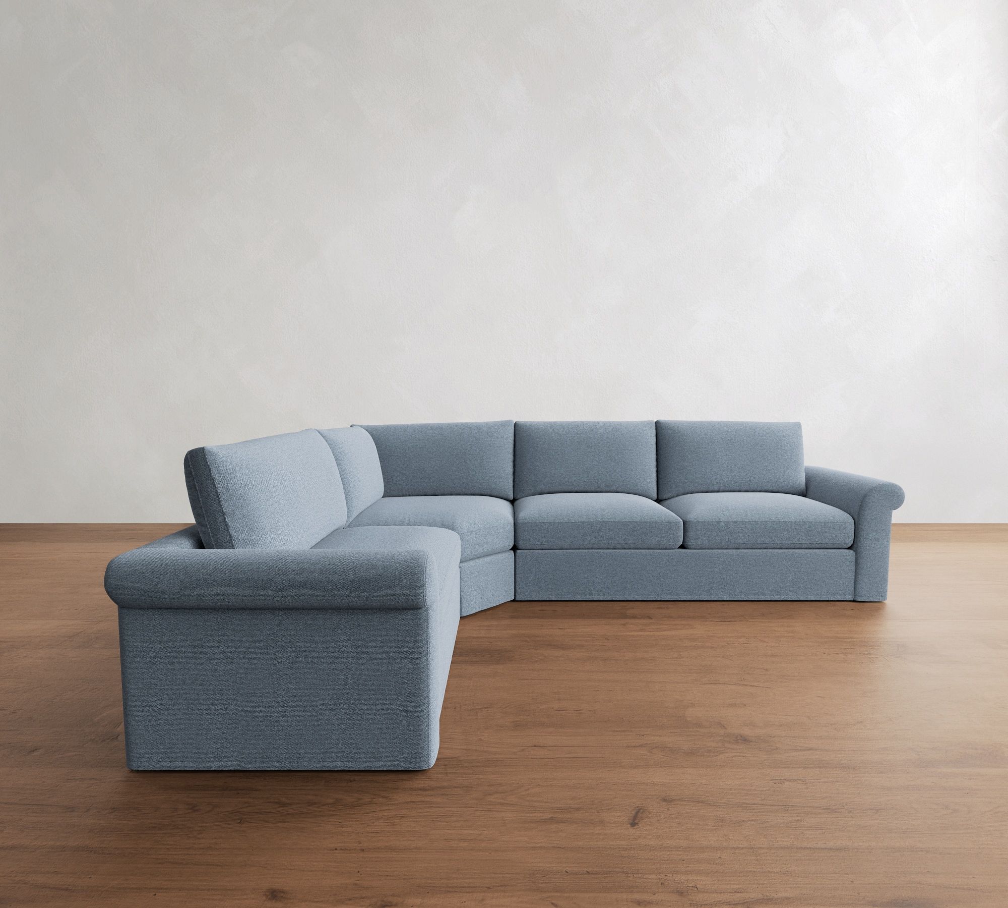 Westwood Roll Arm Slipcovered 3-Piece Wedge Sectional (131")