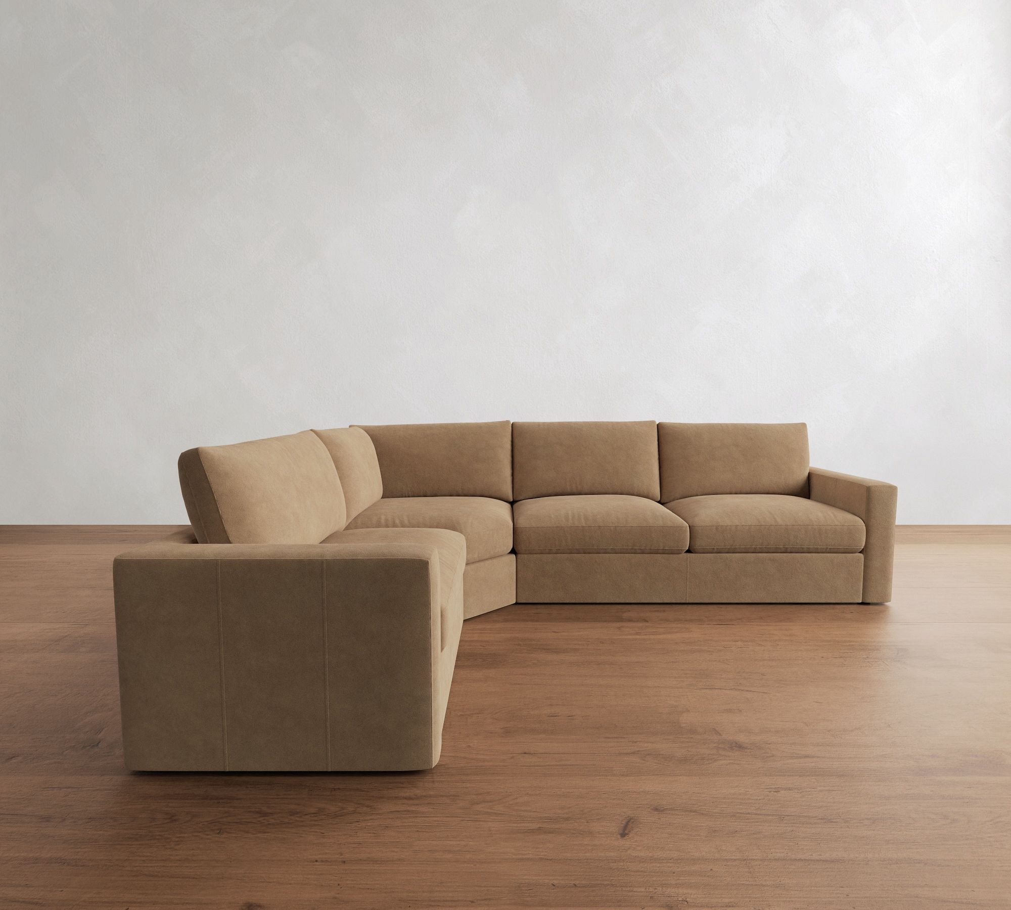 Westwood Square Arm Leather 3-Piece Wedge Sectional (128")