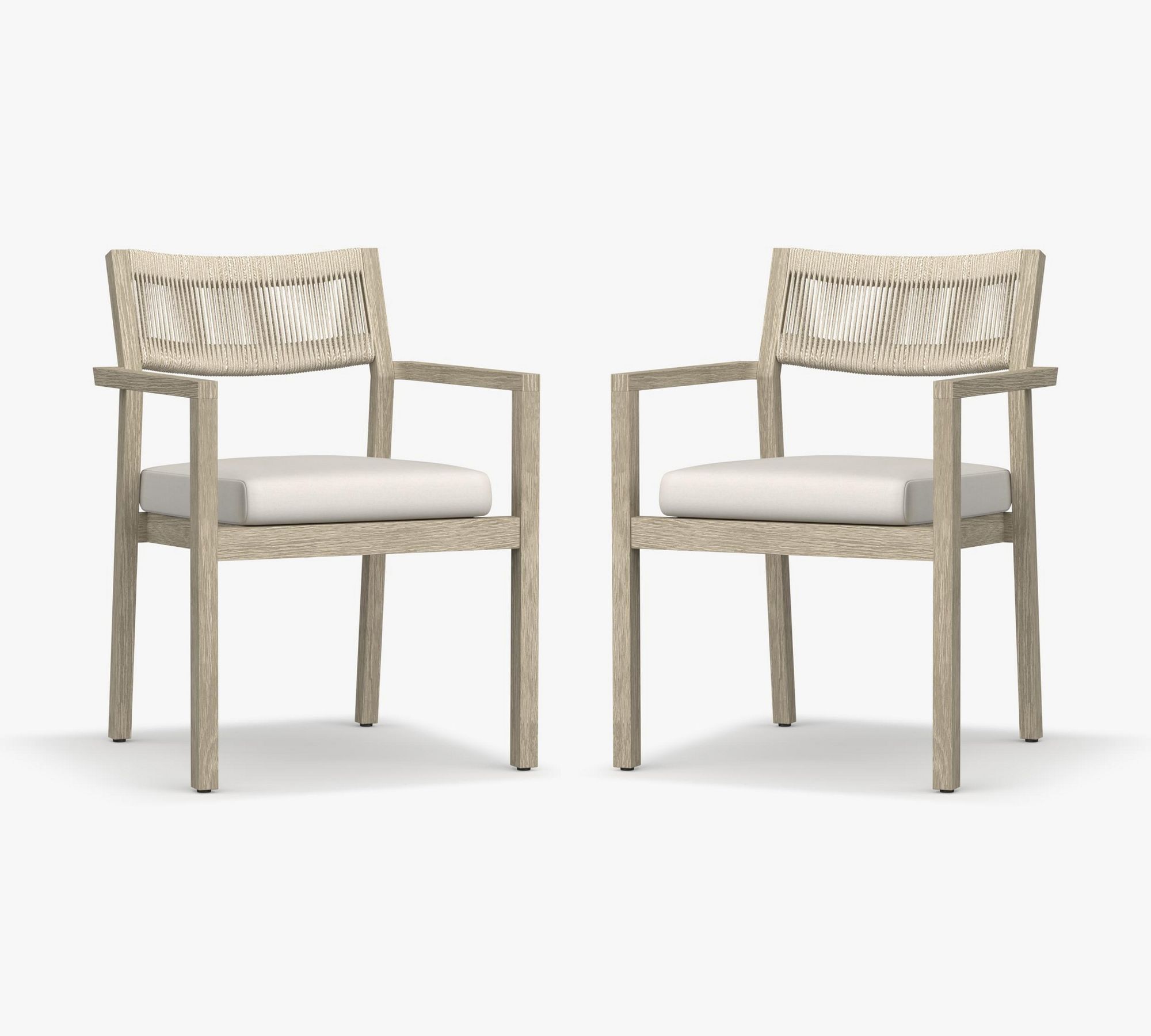 Indio Coastal Mahogany &amp; Rope Stackable Outdoor Dining Side &amp; Armchair
