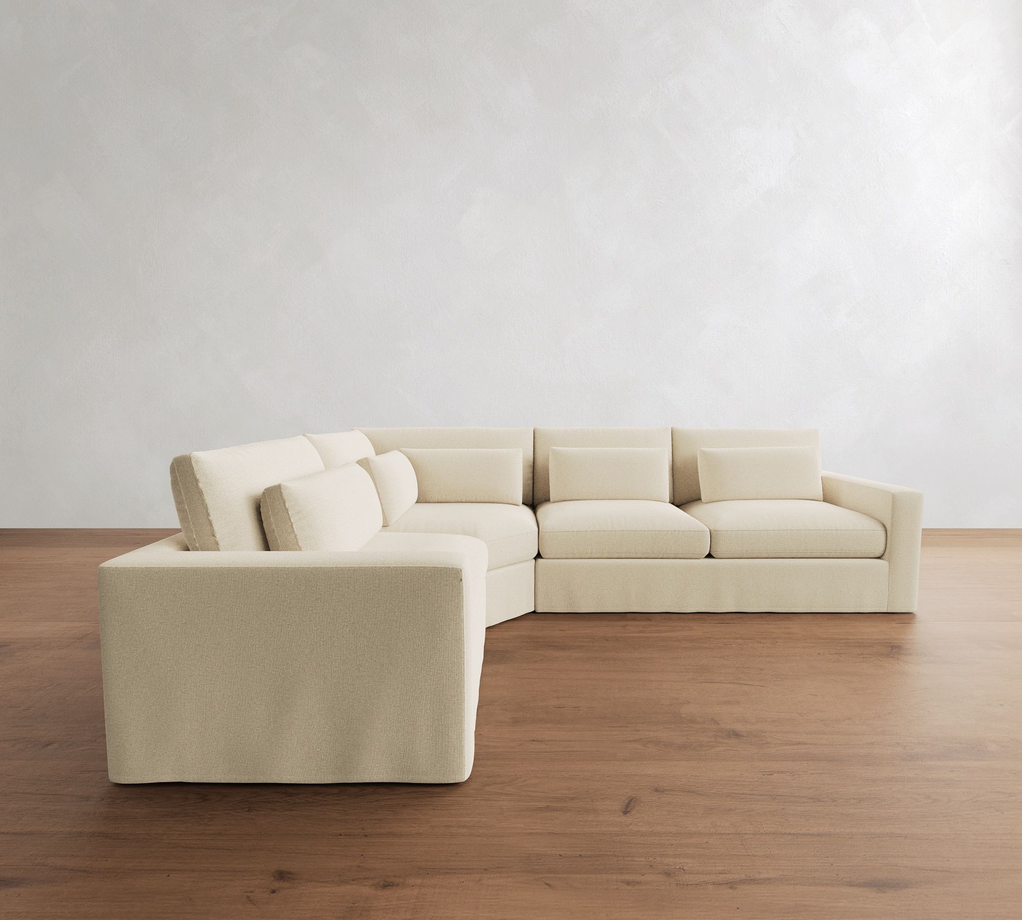 Westwood Square Arm Deep Seat Slipcovered 3-Piece Wedge Sectional (133")