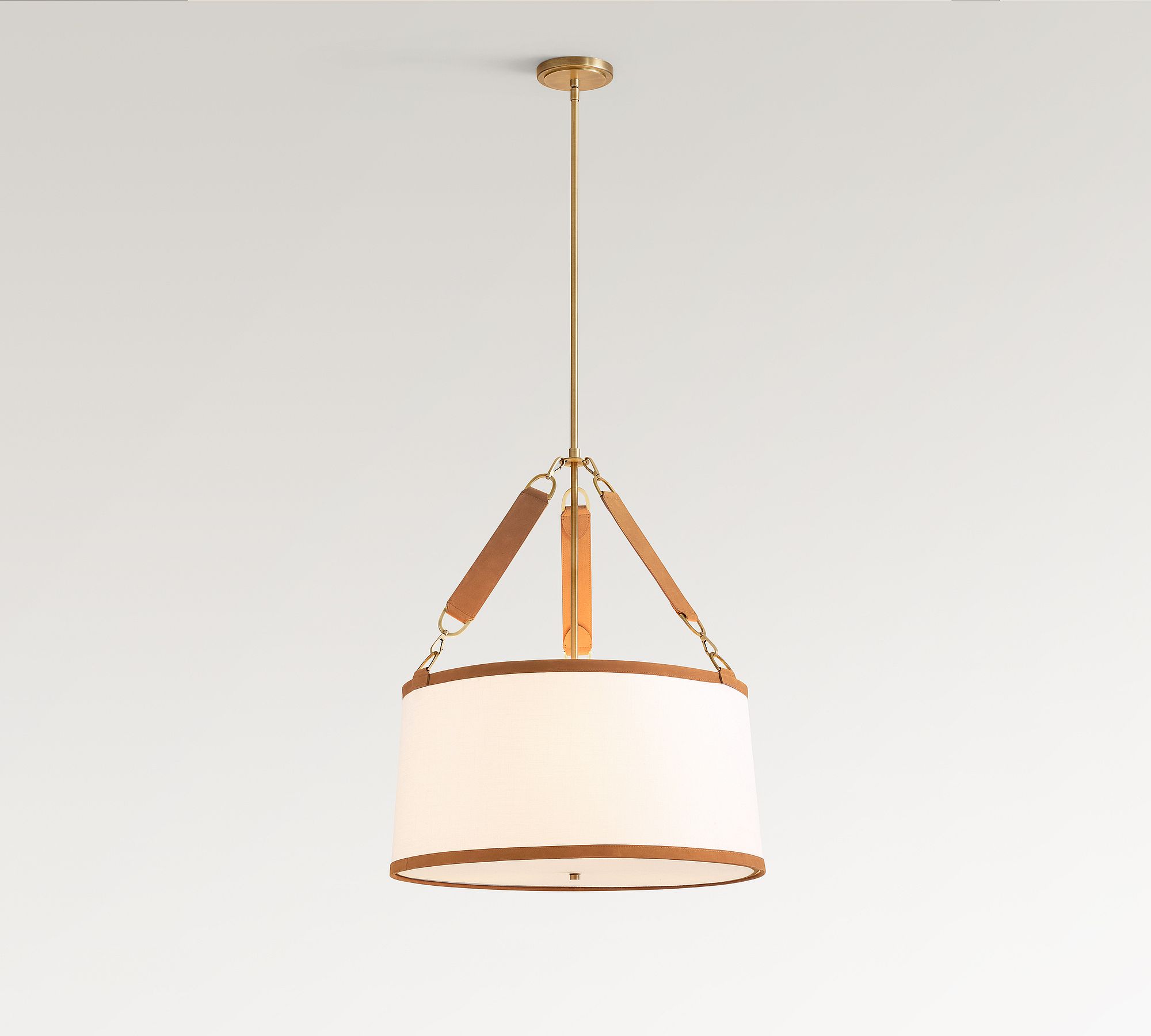 Powell Leather &amp; Linen Drum Pendant (24")