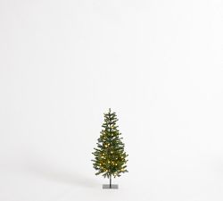 Faux Lit Narrow Pine Tree
