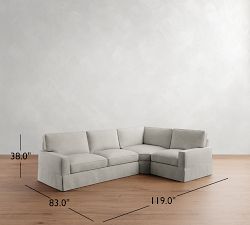 PB Comfort Square Arm Slipcovered 3-Piece Wedge Sleeper Sectional (119")