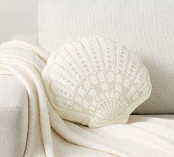 Shell Embroidered Shaped Pillow