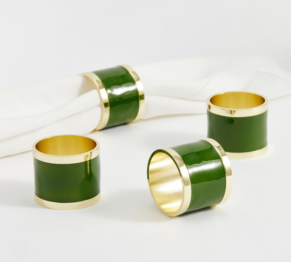 Enamel Band Napkin Rings - Set of 4 - Set of 4 - Green