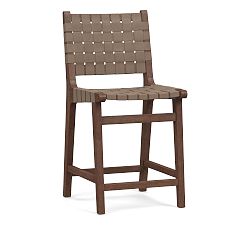 Open Box: Fenton Woven Leather Stool, Counter Stool, 24", Coffee Bean Finish, Legacy - Taupe