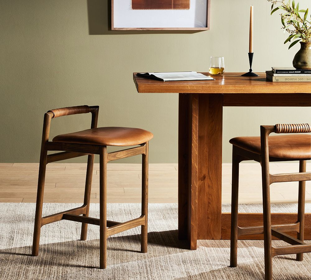 Axel Leather Stool by Pottery Barn