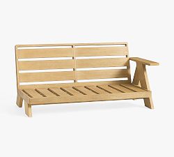 Open Box: Modern Farmhouse FSC® Eucalyptus Outdoor Sectional Right-Arm Loveseat Frame - Coastal Beachwood