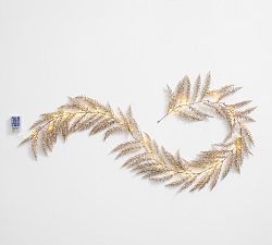 Open Box: Lit Beads And Wheat Garland (6') - Gold