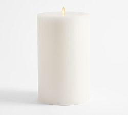 Open Box: Premium Flickering Flameless Wax Pillar Candle (6" x 10") - White