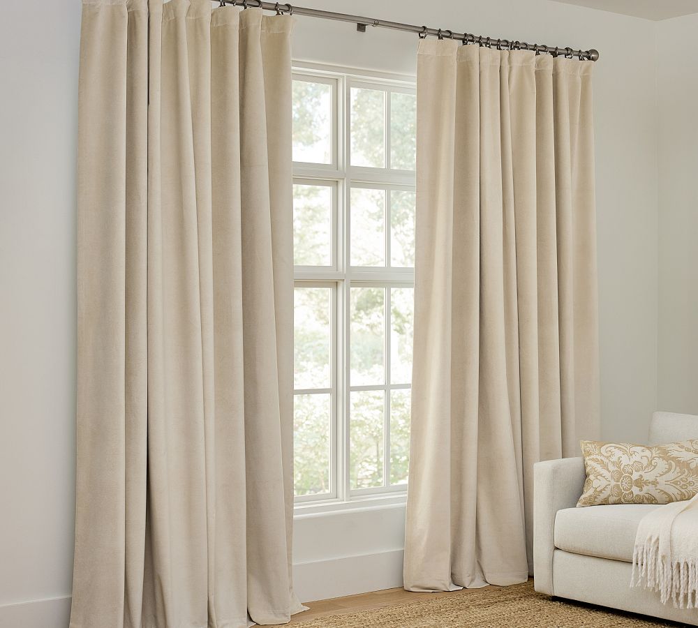 Custom Velvet Twill Blackout Curtain - Oatmeal by Pottery Barn