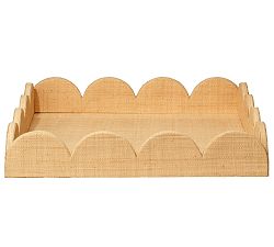 Open Box: Zaria Handcrafted Scalloped Tray,  - Natural