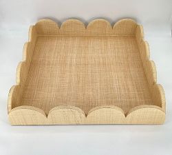 Open Box: Zaria Handcrafted Scalloped Tray,  - Natural