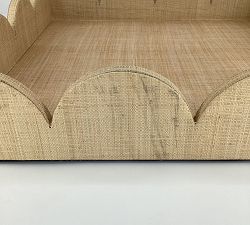 Open Box: Zaria Handcrafted Scalloped Tray,  - Natural
