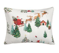 Santa in the Country Sherpa Back Comforter Shams