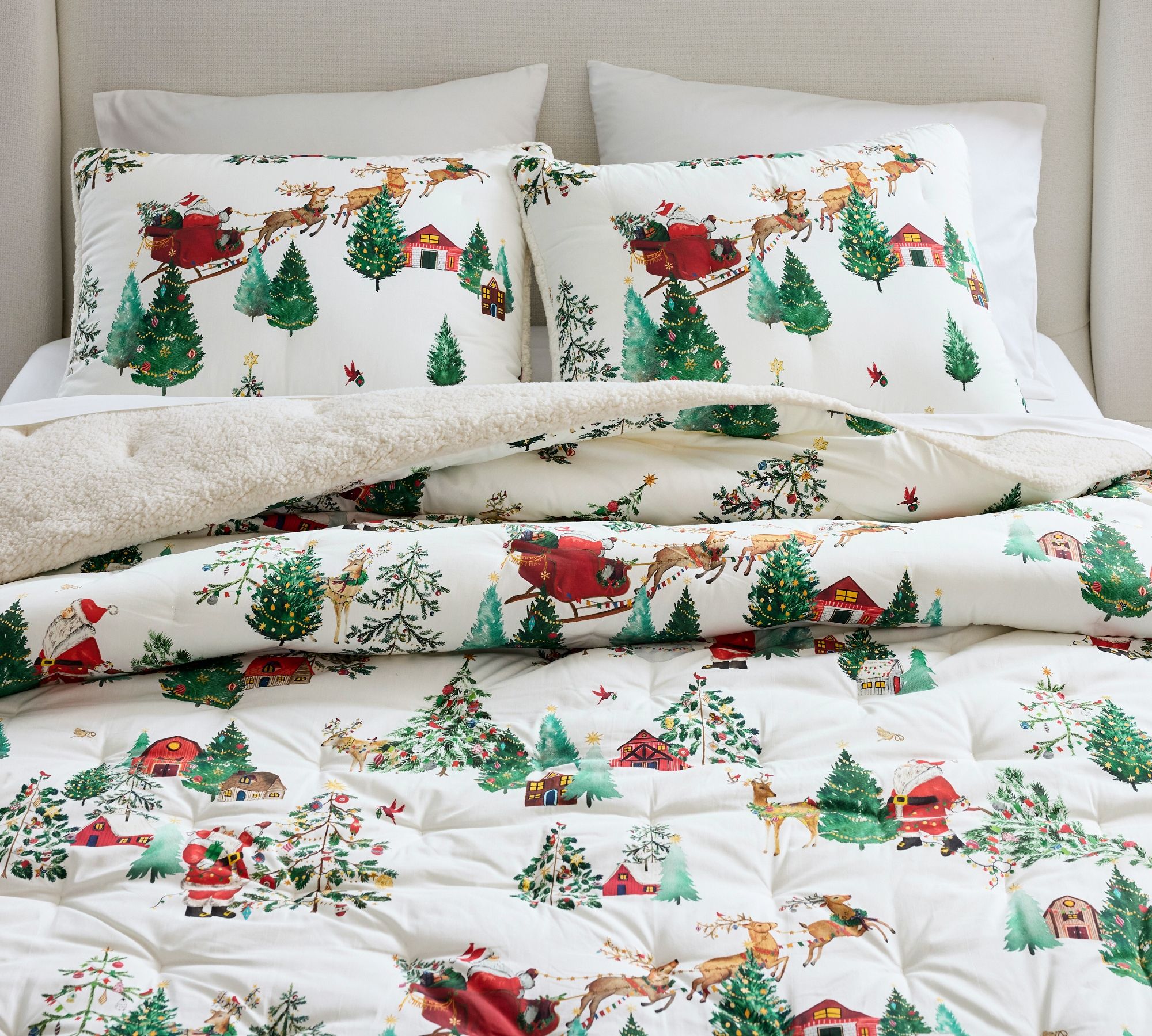 Santa in the Country Sherpa Back Comforter