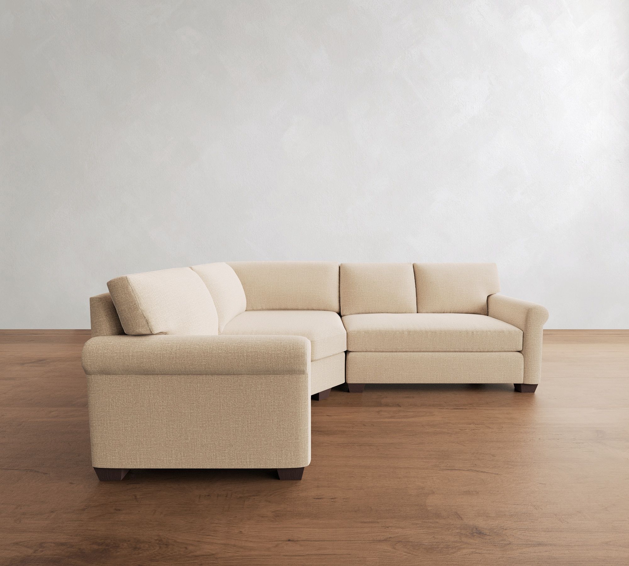 York Roll Arm 3-Piece Wedge Sectional (103")