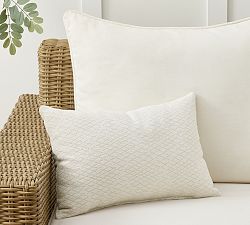 Open Box: Margot Diamond Outdoor Performance Lumbar Pillow, 14" x 20" - Linen