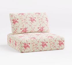 Cushion Cover Only: Aptos Outdoor Sectional Armless Chair; High Performance Pattern, LoveShackFancy Floral Pink
